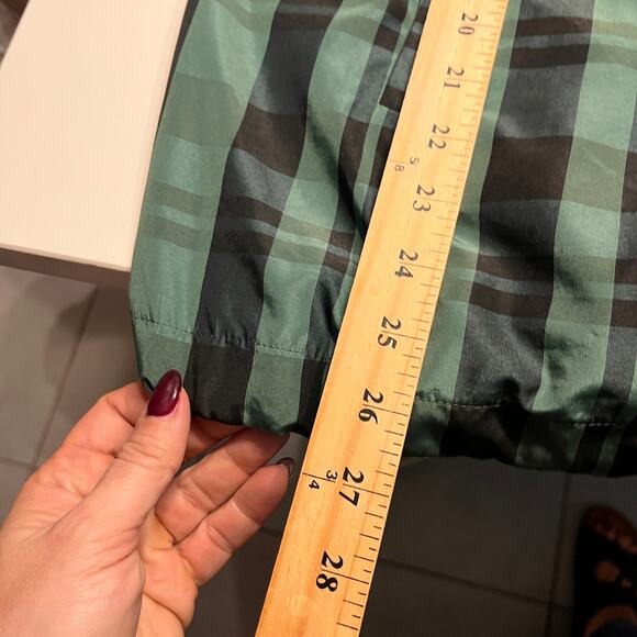 Zara Green & Black Plaid Windbreaker Pullover Hoodie Size Medium - Picture 8 of 9